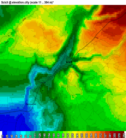 Scicli elevation map