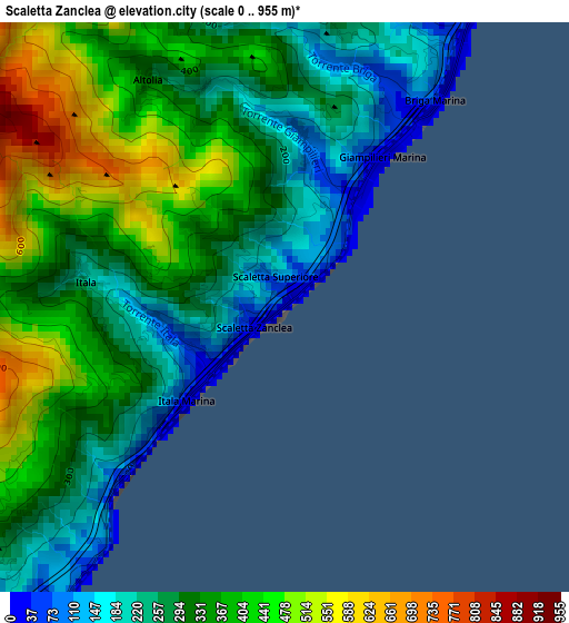 Scaletta Zanclea elevation map