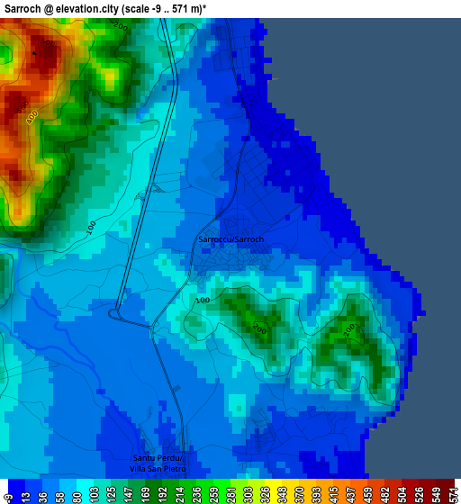 Sarroch elevation map