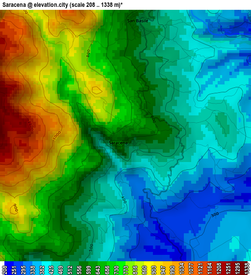 Saracena elevation map