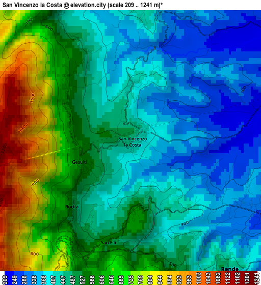 San Vincenzo la Costa elevation map