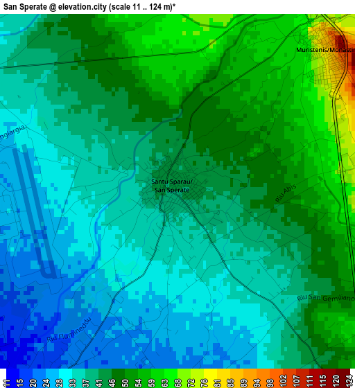 San Sperate elevation map