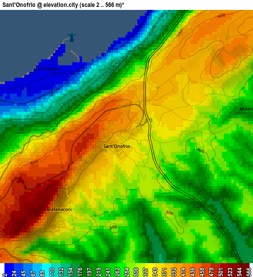 Sant'Onofrio elevation map