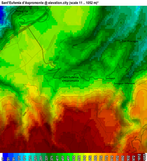 Sant'Eufemia d'Aspromonte elevation map