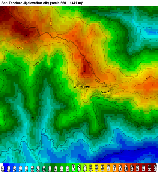 San Teodoro elevation map