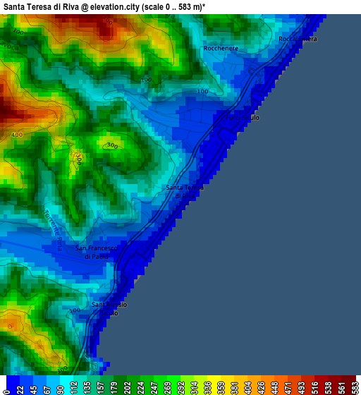 Santa Teresa di Riva elevation map