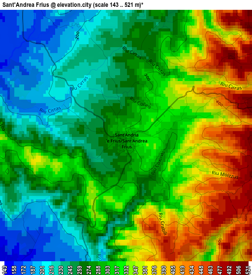 Sant'Andrea Frius elevation map