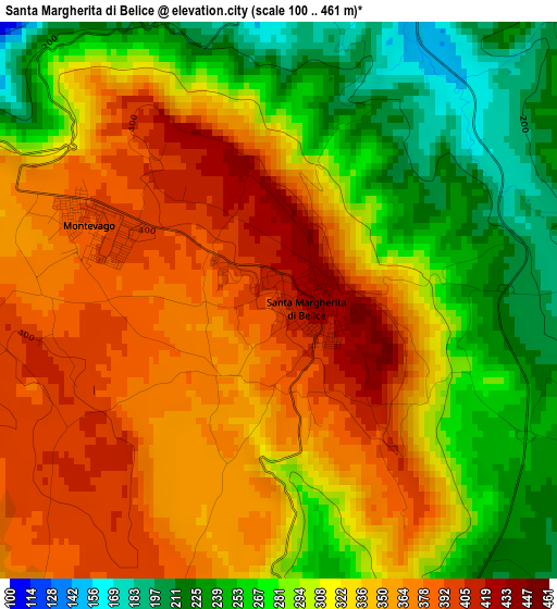 Santa Margherita di Belice elevation map