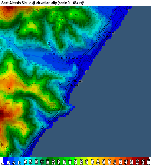 Sant'Alessio Siculo elevation map