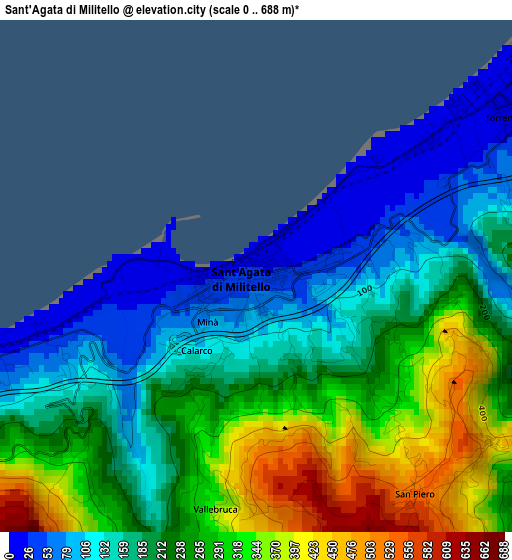 Sant'Agata di Militello elevation map