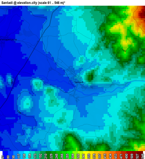 Santadi elevation map