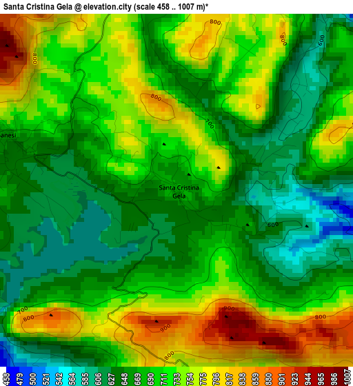 Santa Cristina Gela elevation map