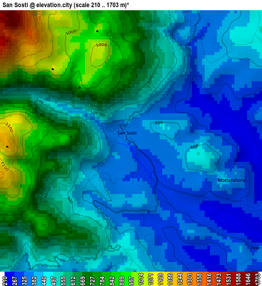 San Sosti elevation map