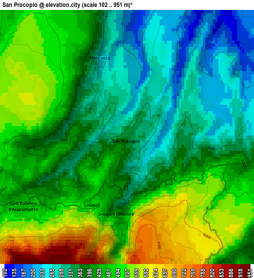 San Procopio elevation map