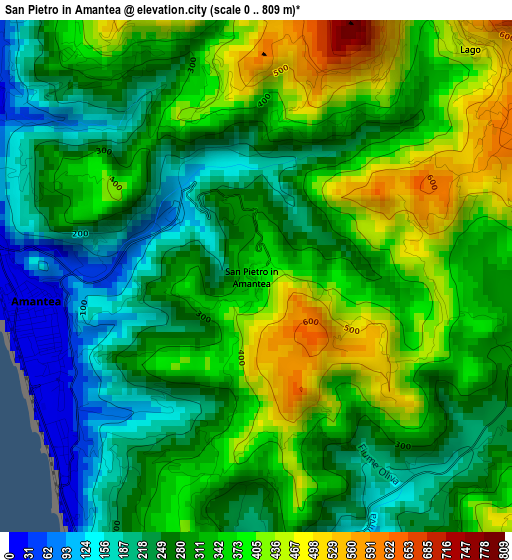 San Pietro in Amantea elevation map