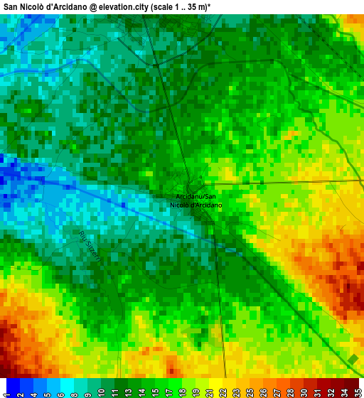 San Nicolò d'Arcidano elevation map