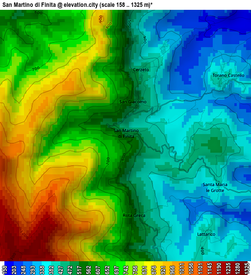 San Martino di Finita elevation map