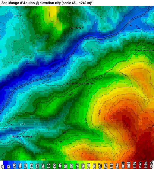 San Mango d'Aquino elevation map