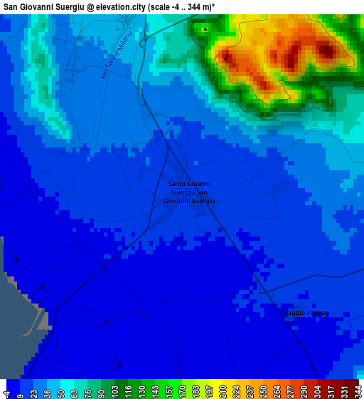 San Giovanni Suergiu elevation map