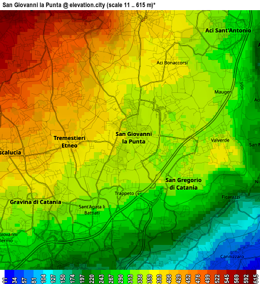 San Giovanni la Punta elevation map