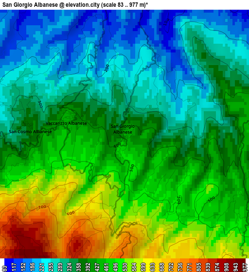 San Giorgio Albanese elevation map