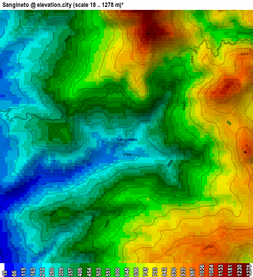 Sangineto elevation map