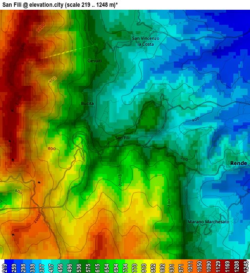 San Fili elevation map