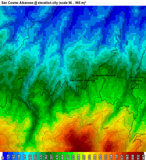 San Cosmo Albanese elevation map