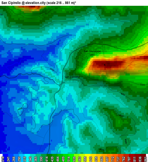 San Cipirello elevation map