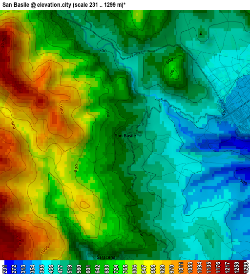 San Basile elevation map