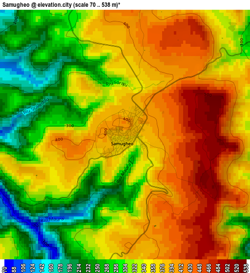 Samugheo elevation map