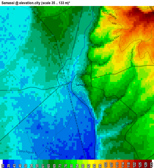 Samassi elevation map