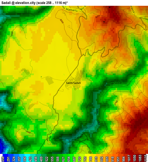 Sadali elevation map