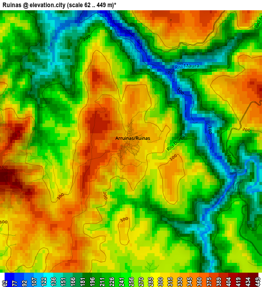 Ruinas elevation map