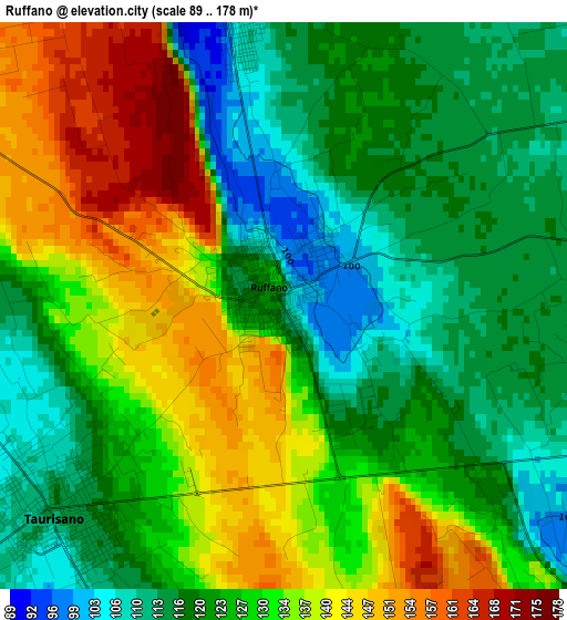 Ruffano elevation map