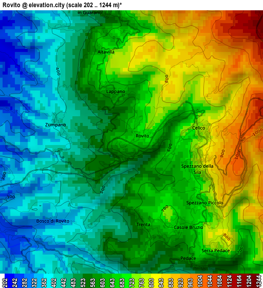 Rovito elevation map