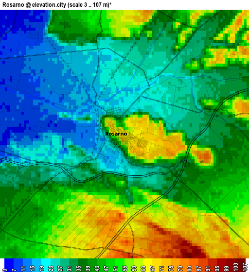 Rosarno elevation map