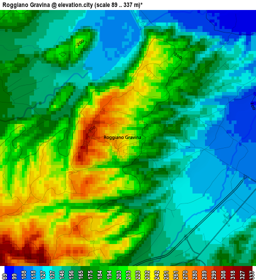 Roggiano Gravina elevation map