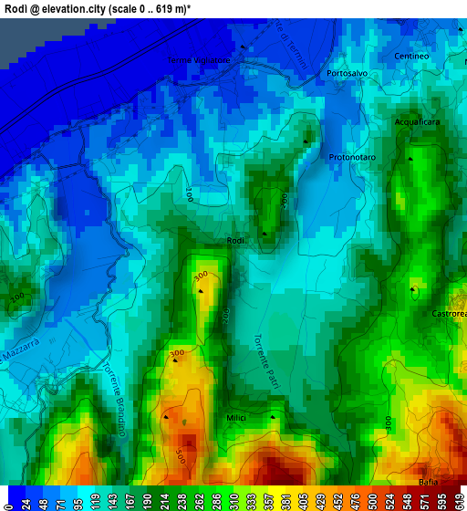 Rodì elevation map