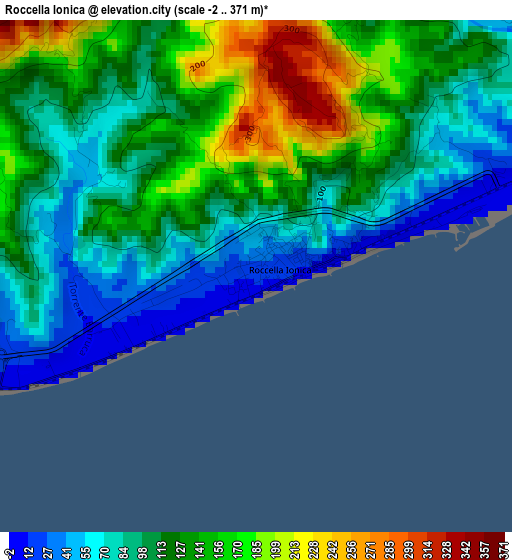 Roccella Ionica elevation map