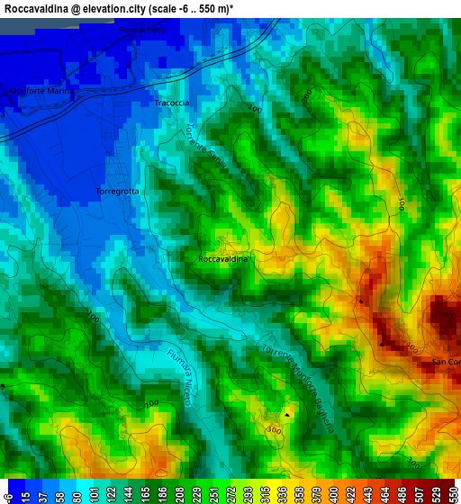 Roccavaldina elevation map