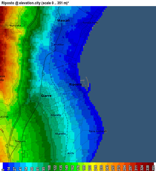 Riposto elevation map