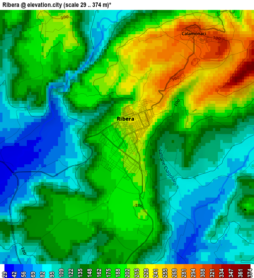 Ribera elevation map