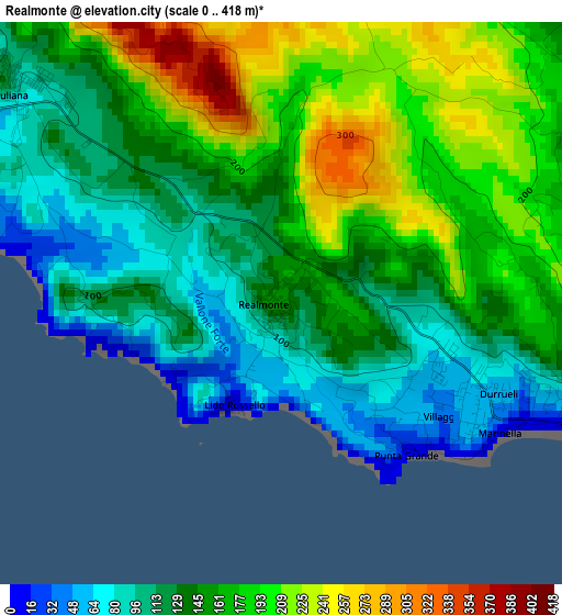 Realmonte elevation map