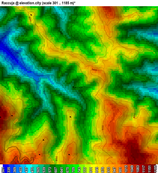 Raccuja elevation map