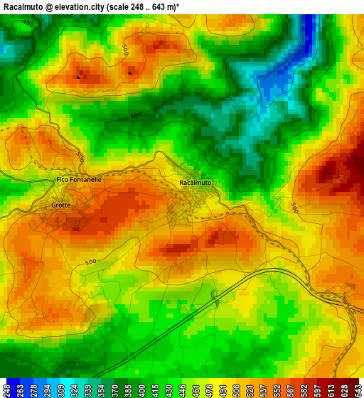 Racalmuto elevation map