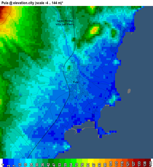 Pula elevation map