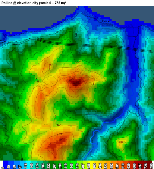 Pollina elevation map