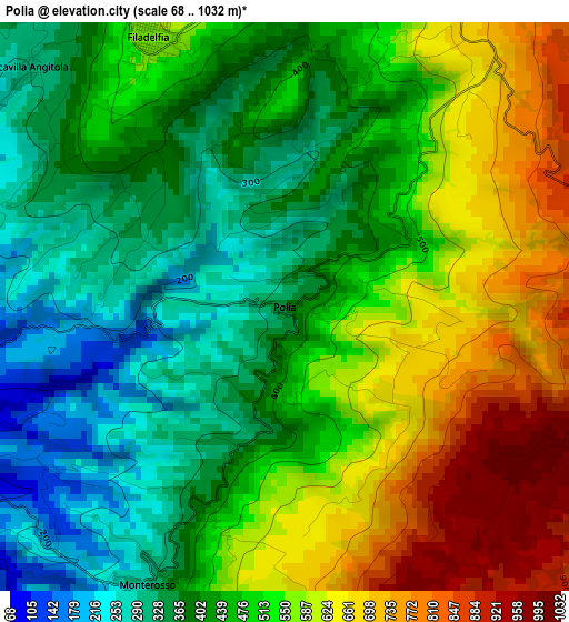 Polia elevation map