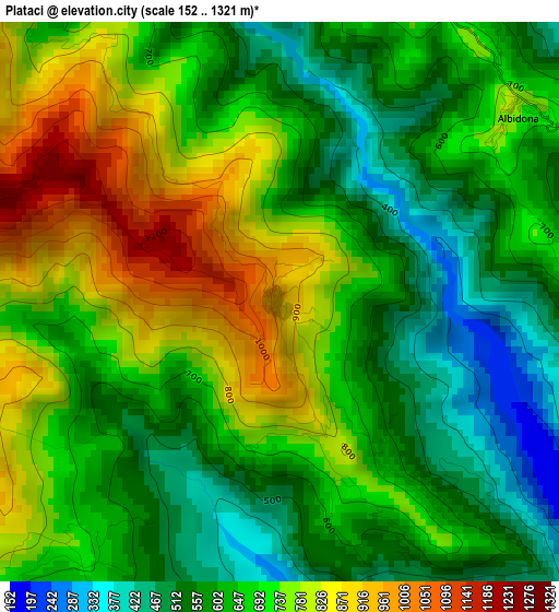 Plataci elevation map